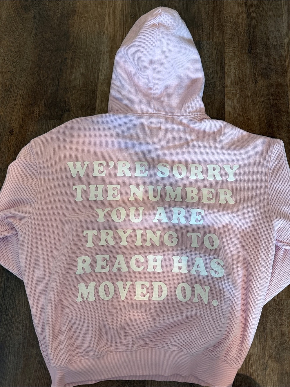 Boys Lie Pink Waffle Crewneck Sweatshirt with White Arch Logo - Picture 2 of 2